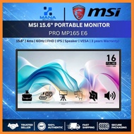 MSI 15.6" PRO MP165 E6 FHD (1920X1080 @60HZ) IPS PANEL PORTABLE MONITOR (4MS, INPUT: HDMI+ USB-C, VE