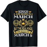 Kings Are Born On March 9Th Birthday Bday Men T-Shirt