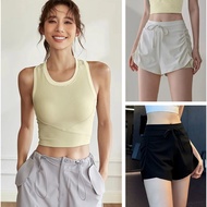 [S-5XL] Large Size Sports Vest Shorts Suit Women Thin Outdoor Running Cycling Quick-Drying Fitness S