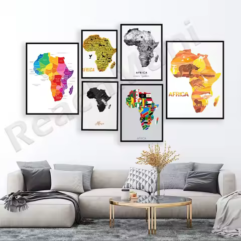 Africa Map, African Animals Map, African Continent - South Africa - Kenya - Ghana, Jamaica Map, Cari