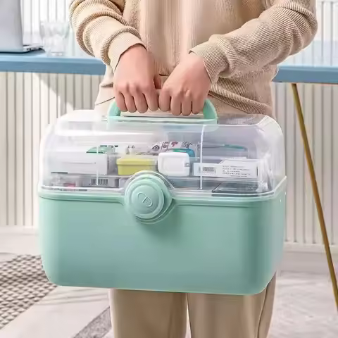 First Aid Kit Big Capacity Family Medicine Organizer Box Portable First Aid Kit Medicine Storage Con