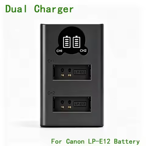 Dual Charger for Canon LP-E12 Battery Type-C /Micro USB for EOS M50 Mark II M50 M200 M100 M10 M2 M R