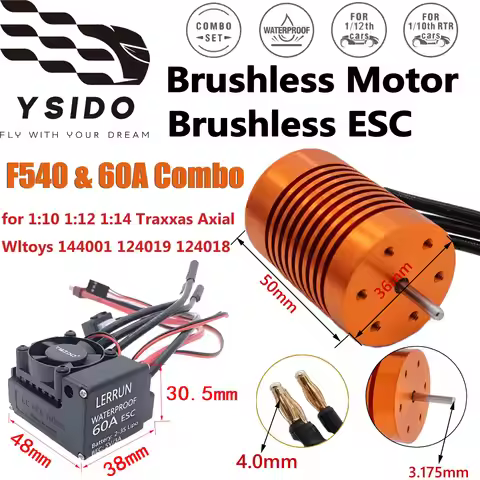Waterproof F540 Brushless Motor W/60A ESC Combo for 1:10 1:12 1:14 Traxxas Axial Wltoys RC Drift Rac