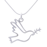 Artisan Handmade Sterling Silver Pendant Necklace Quechua Dove No Stone Peru Animal Themed Peace Bir