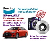 Perodua Ativa, Toyota Vios 2022 NGC102 Front BENDIX ULTIMATE Disc Brake Rotor X 2PCS BR6013ULT