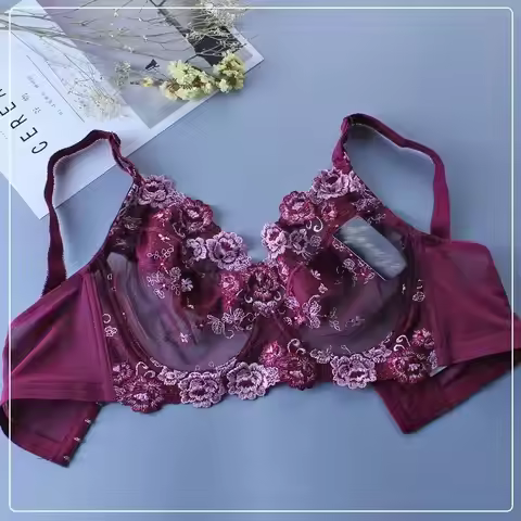 Transparent Bras For Women Ultra Thin Lace Bralette Underwire Push Up Plus Big Size Top Bh Summer 34