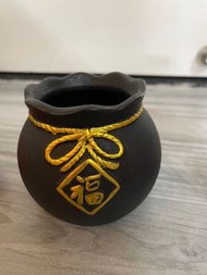 黑陶瓷小花樽/聚寶盆