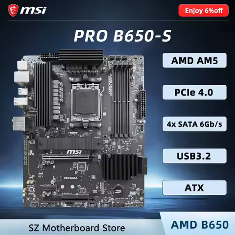 MSI PRO B650-S AMD B650 Motherboard Socket AM5 Support Ryzen 7800X3D 7600X 7600 4×DDR5 2×M.2 NVMe 4×
