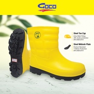 GOCO GC M 985 Unisex Safety Series Mid Cut Yellow PVC Safety Rain Boots With Lining / Water Boots / 