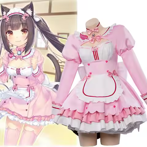 Game Cosplay Chocola Nekopara Costume Vanilla Suits Cat Girl Maid Costume Lolita Lovable Pink Blue O