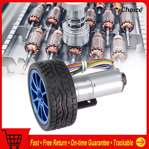 Encoder Gear Motor with Mounting Bracket 65mm Wheel Kit for Smart Car Robot DC12V JGA25-371 Machiner