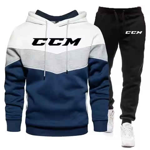 Fashion Brand Men Hooded Sweatshirt Tracksuit Set 2024 Autumn Winter Hoodies+Pants Suit CCM Casual S