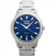 CITIZEN西鐵城 光動能 不銹鋼錶帶 藍色錶盤 男士腕表CITIZEN AW0100-86L1塊