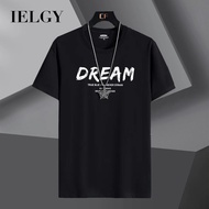 IELGY【S-6XL】CottonIELGY 【S-6XL】plus size short-sleeved T-shirt men's round neck  loose Hong Kong style top
