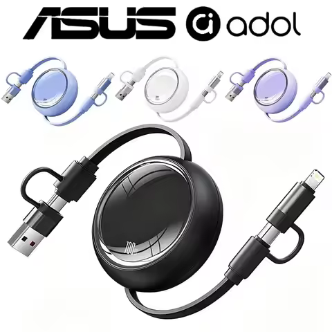ASUS 100W 4 in 1 Retractable USB Type C Cable Fast Charging USB A To Type C Data Cable for Iphone Sa