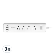 HONG JIN 宏晉 多功能延長線4 + 3延長線 2孔USB-A + TYPE-C 390g