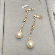 10k gold drop earrings with freshwater pearls