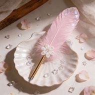 Sakura Feather Pen Gel Pen Cute Girl Heart Creative Fountain Pen Flower Feather Pen Little Fairy Inf