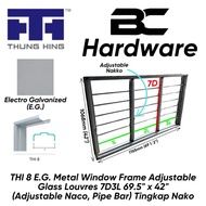 THI 8 E.G. Metal Window Frame Adjustable Glass Louvres 7D3L 69.5" x 42" (Adjustable Naco, Pipe Bar) 
