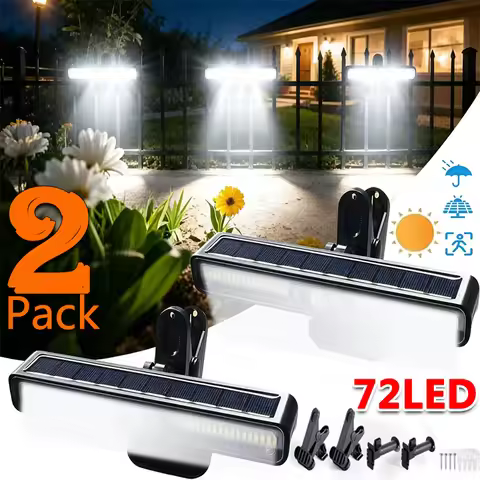 Clip On Solar Motion Sensor Outdoor Light, Fence Lights Waterproof with 3 Modes, 6000K, Portable Sec