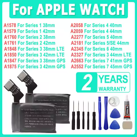 New Replacement Battery For Apple Watch Series SE 1 2 3 4 5 6 7 Bateria For IWatch S1 S2 S3 LTE S4 S