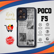 Latest P0C0 F5 Case - P0C0 F5 - Newspaper Motif - Premium Glossy Softcase Hardcase Material - Glossy