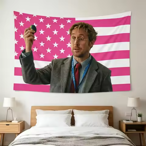 1pc Ryan Gosling as Ryland Grace Pink Flag Tapestries, Ryan Gosling PHM Flag Room Dormitory Tapestry