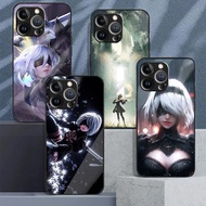 NieR Automata 2B 03 Tempered Glass Phone Case For IPhone 16 15 14 13 12 11 Pro XS Max Plus Mini X XR