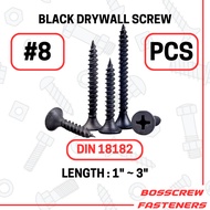 Black - Drywall Screw 4.2mm (#8)  x (25mm ~ 75mm) Wood Screw, Partition Screw (1 Pcs)