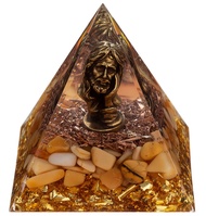 Mini Jesus Figurine in Healing Crystal Orgone Pyramid - Yellow Aventurine with Tiny Christ Statue, P