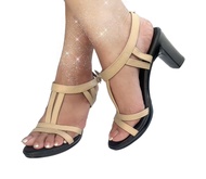 Giày Sandal Cao Gót Nữ ANH DUY Da Bò Cao 7 Phân 1905/KEM