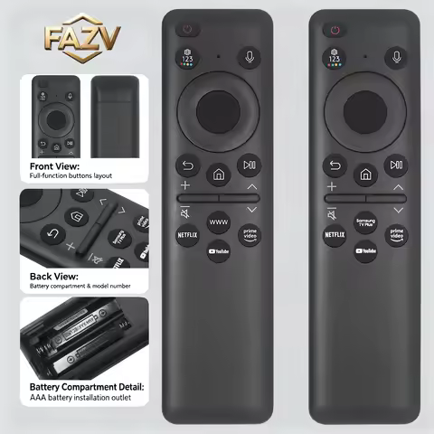 FAZV Voice Remote for Samsung BN59-01480G/01480K with YouTube Hotkey DU8000/DU9000 QN80D/QN90D/QN95D