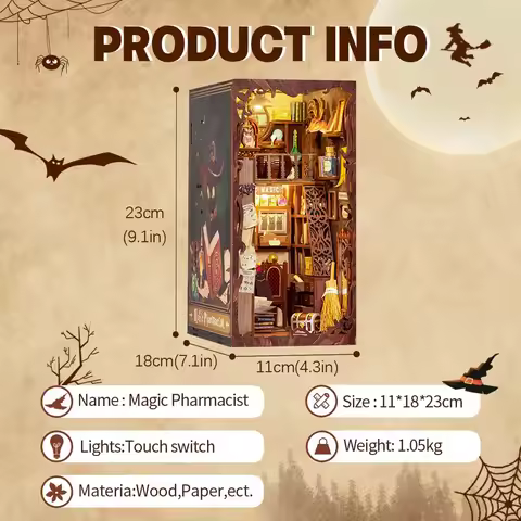 CUTEBEE DIY Book Nook Kit Miniature Dollhouse Book Nook Touch Lights with Furniture for Christmas Gi