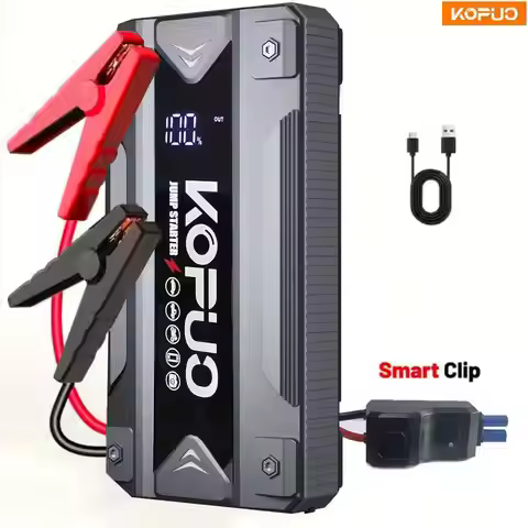 KOPUO 3000A Car Jump Starter for 8.5L Gas/7.0L Diesel, 12V Power Bank with LCD Display, LED Light, T