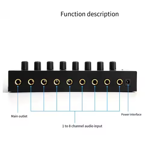 Audio Mixer Ultra-Compact 8 Channels HA800 Stereo Amplifier Mini Stereo Headphone Amplifier With Pow