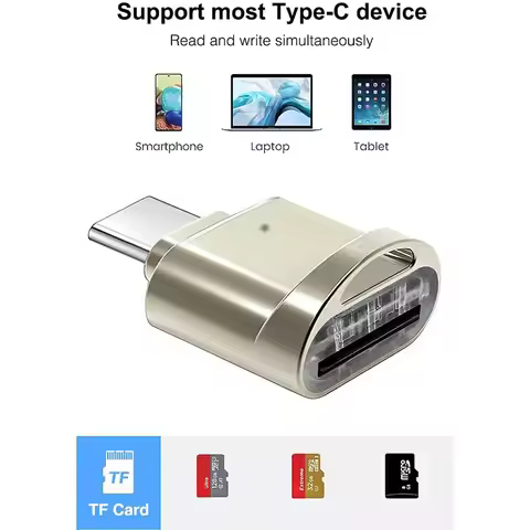 USBC SD Card Reader, Memory Card Reader, for Android Phone, Camera, Laptop, Mini Metal Type-C Card R