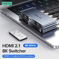 llano HDMI 2.1 Switch, 4 in 1 Out 8K HDMI Switch with IR Remote, Supports VRR, CEC, HDR, Dolby Atmos