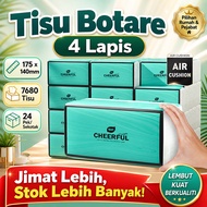 【24 Packs】Botare Air-Cushion Cheerful tissue blue 4-Ply 7680 Sheets facial tissue paper 175*140mm 抽纸