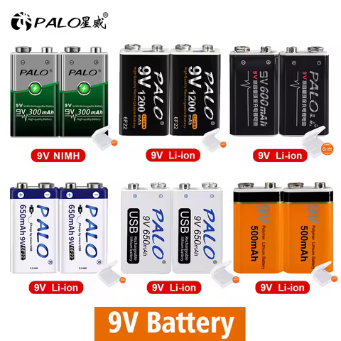 9V Rechargeable Battery Lithium Li-ion 9 Volt 6F22 Ni-MH Ni MH 9V Crown Battery for Multimeter KTV M