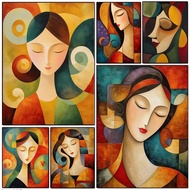 Abstract Woman Diamond Painting 5D DIY Diamond Embroidered Colorful Geometry Art Girl Mosaic Cross S
