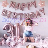 Rosegold Birthday Decoration Balloon Package Number Balloon 40 Inch Confetti Balloon