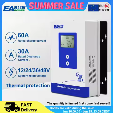 Easun POWER 60A MPPT Solar Charge Controller 12V 24V 36V 48V Auto Battery Solar Regulator Solar Pane