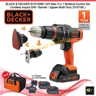 BLACK &amp; DECKER EVO185B1 20V Max 3 In 1 Multitool Combo Set Cordless Impact Drill / Sander / Jigsaw Multi-Tool ( EVO185 )