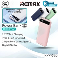 【3C Certified】 Remax RPP-520 10000mAh Powerbank 22.5W Fast Charging Power Bank Slim Pawer Bank Remax