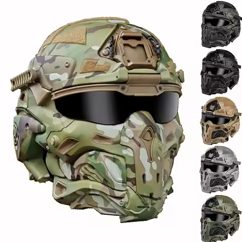 W-Ronin Assault Tactical Mask Built-in Communication Headset Anti-fog Fan Tactical Goggles Airsoft P