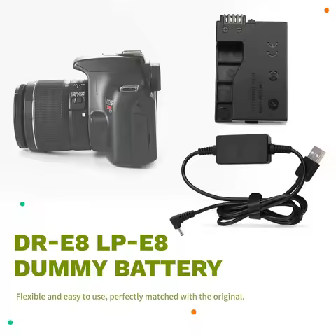 A49T -E8 LP-E8 Dummy Battery+5V USB Power Adapter Cable for Rebel T2i T3i T4i T5i 550D 700D Kiss X4 