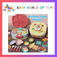 Baby World Of Toys - Baby Cake Birthday Set with Candles Pretend Play Kek Birthday Permainan Set