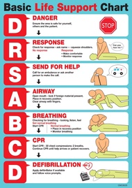 CMC8008 Life Support Chart (A2 Size 420x594mm) Step of CPR DRSABC Save Life Emergency No Response