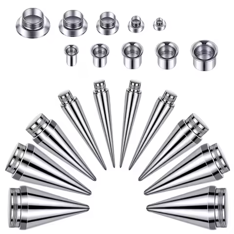 2 in 1 Stainless Steel Screw Fit Interchangeable Taper Plug Piercing Ear Tunnel Stretcher Expander 6