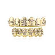 Gold Grill 14K Gold Plated Iced Out Teeth Grillz Top Bottom Tooth Caps Hip Hop Bling Gold shiny Mout